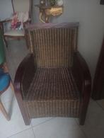 Rieten zetel met hout, Tuin en Terras, Tuinstoelen, Ophalen, Zo goed als nieuw, Hout