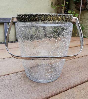 Ijsemmer vintage in craquelé glas met verzilverde accenten. beschikbaar voor biedingen