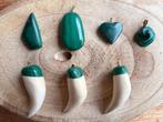 Bijoux pendentifs Pierre naturelle Malachite & « os »:, Utilisé, Enlèvement ou Envoi