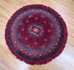 Prachtig vintage rond kleed met franjes 132/132, Ophalen of Verzenden