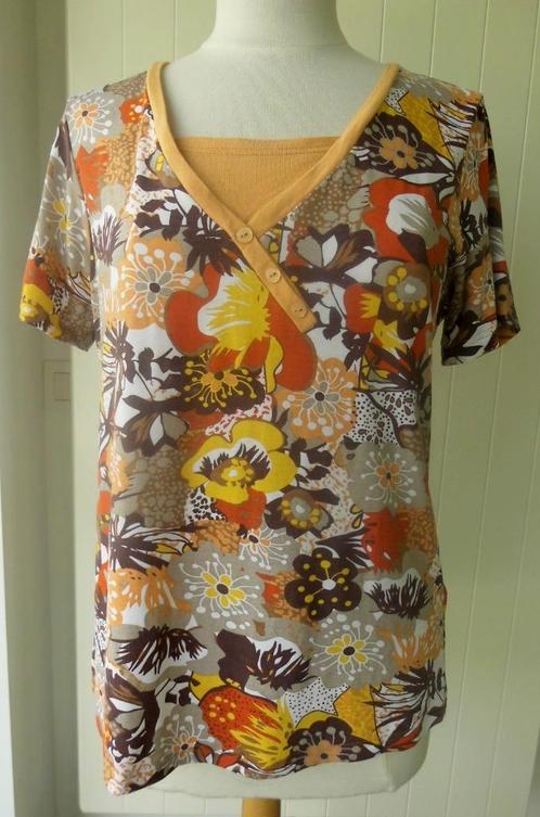 Zeer mooie blouse „DAMART” Maat 44/46, Kleding | Dames, Blouses en Tunieken, Zo goed als nieuw, Maat 46/48 (XL) of groter, Oranje