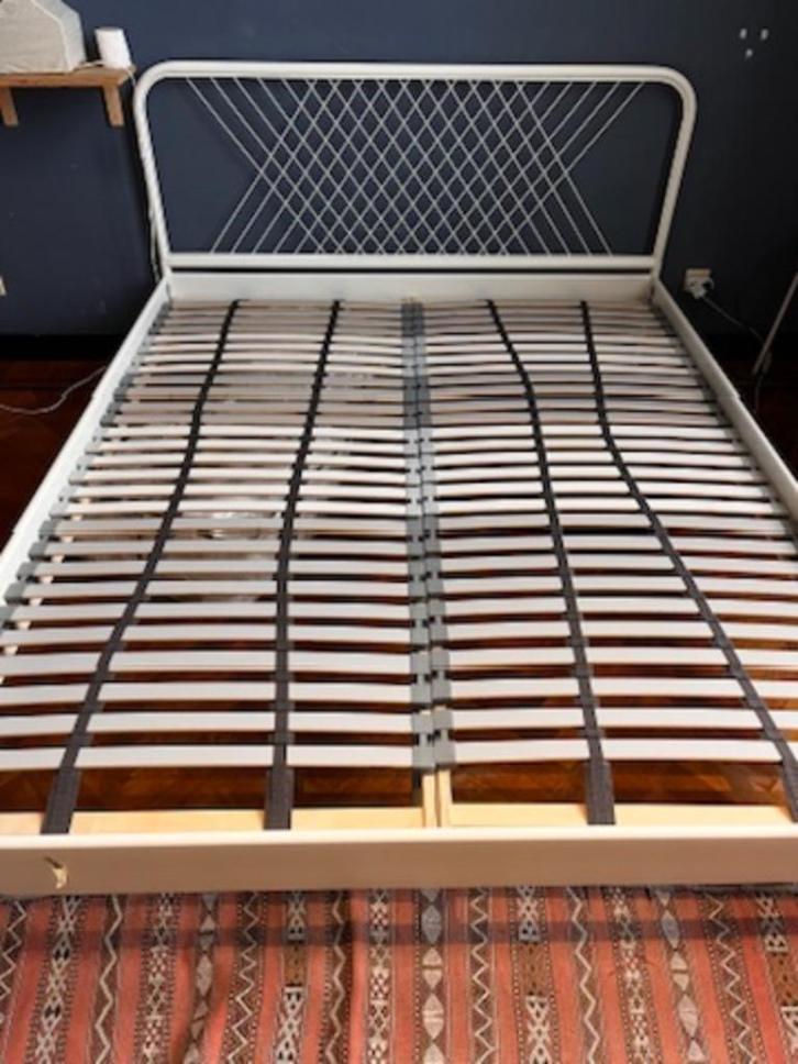 Bedframe 160x200, Huis en Inrichting, Slaapkamer | Bedden, Gebruikt, Tweepersoons, 160 cm, 200 cm, Metaal, Wit, Ophalen