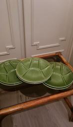 SET VAN 6 VINTAGE GROENE BORDEN - BOCH, Huis en Inrichting, Ophalen, Gebruikt, Bord(en)
