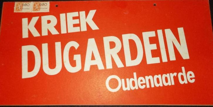 Kriek Dugardein - Oudenaarde - karton reclame - 34,5x17cm, Verzamelen, Biermerken, Zo goed als nieuw, Reclamebord, Plaat of Schild