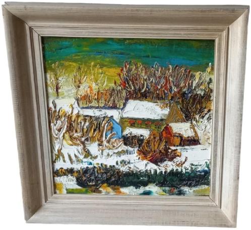 Etienne Le Compte (1931-2010) December met sneeuw., Antiek en Kunst, Kunst | Schilderijen | Klassiek, Ophalen of Verzenden