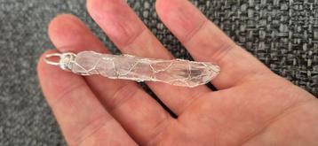 bergkristal macrame hanger zilver spirituele sieraden beschikbaar voor biedingen