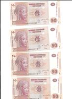 4 BILLETS DE 50 FRANCS CUNC DU CONGO, Timbres & Monnaies, Billets de banque | Afrique, Série, Envoi, Autres pays