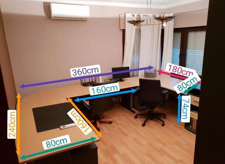 Bureau - Grote hoekbureau met lade kast en een groter kastje, Huis en Inrichting, Bureaus, Bureau, Ophalen