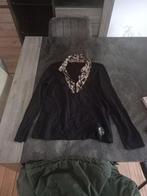 Zwarte bloes met tijger kol, Comme neuf, Noir, Taille 42/44 (L), Enlèvement ou Envoi