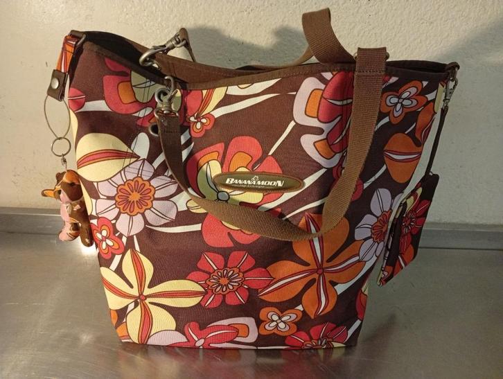 Vintage grote draagtas met banaan en maan in Californische s, Handtassen en Accessoires, Tassen | Reistassen en Weekendtassen