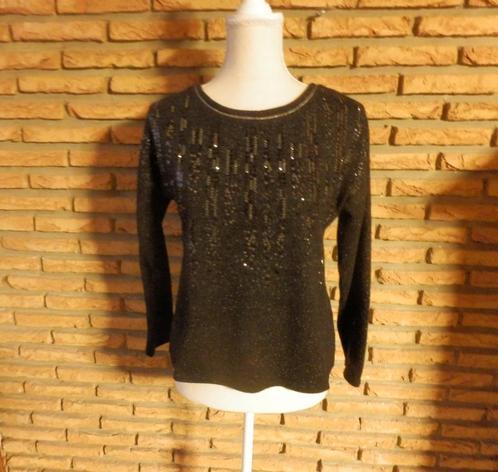(41) -pull femme t.38 noir brillant - cassis -, Kleding | Dames, Truien en Vesten, Zo goed als nieuw, Maat 38/40 (M), Zwart, Ophalen of Verzenden