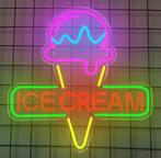 LED Reclamebord met neon lamp Ice Cream (40 bij 40cm), Verzamelen, Ophalen of Verzenden, Nieuw, Reclamebord