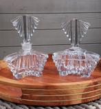Art Deco glazen parfumfles wattendoosje, sieradendoosje, Antiek en Kunst, Ophalen