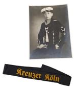 Photo et ruban de la Kriegsmarine allemande de la Seconde Gu, Collections, Enlèvement ou Envoi