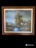 Schilderij landschap olieverf op doek gesigneerd K.Wouters, Antiek en Kunst, Ophalen of Verzenden