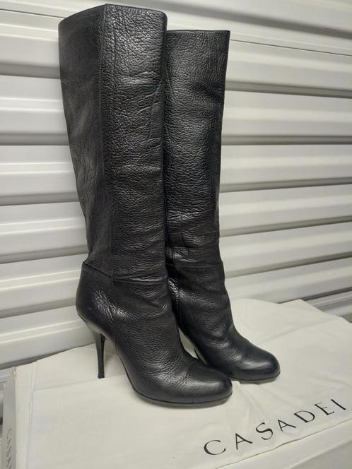 468C* CASADEI sexy zwarte volledig leren laarzen (38,5), Kleding | Dames, Schoenen, Gedragen, Hoge laarzen, Zwart, Verzenden