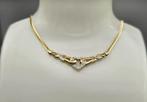 Gouden Vintage bi-color ketting met diamant hanger. 2024/636, Ophalen of Verzenden, Zo goed als nieuw, Met edelsteen, Goud