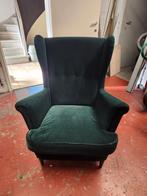 Fauteuil ikea Strandmon velour vert sapin, Huis en Inrichting, Ophalen, Zo goed als nieuw