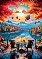 Diamond Painting Luchtbalonnen 50x40cm (rond), Hobby en Vrije tijd, Schilderen, Verzenden, Doek