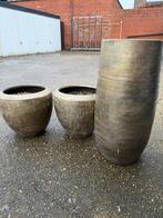 Set van 3 zware stenen bloempotten  – voor buiten of binnen, Tuin en Terras, Ophalen, Zo goed als nieuw, Binnen