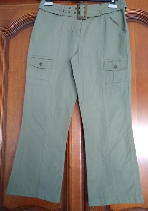 Kaki driekwart broek met ceintuur, ETAM, maat 40, Kleding | Dames, Broeken en Pantalons, Gedragen, Maat 38/40 (M), Overige kleuren