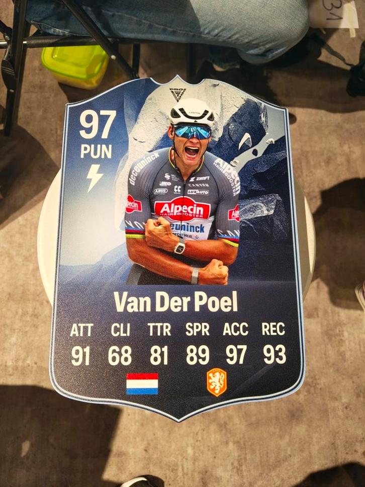 Wielerkaartje (37cmx25cm) - Mathieu Van Der Poel, Hobby en Vrije tijd, Stickers en Plaatjes, Zo goed als nieuw, Plaatje, Ophalen