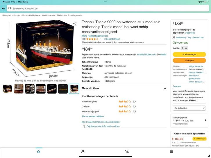 Titanic bouwstenenset 9090 gemonteerd, Hobby en Vrije tijd, Overige Hobby en Vrije tijd, Ophalen