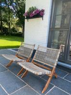 Retro rotan lounge stoel / fauteuil / éénzit / tuinstoel, Ophalen of Verzenden, Hout