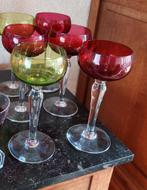 6 verres a vin Saumur cristal val saint lambert rouge vert, Enlèvement