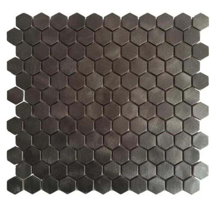 Mozaiëk Reflections Gun Metal Hexagon 23mm op matje 300x300, Bricolage & Construction, Dalles & Carrelages, Neuf, Carrelage mural