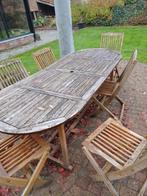 Tuintafel en stoelen, Ophalen, Gebruikt, Ovaal, Hout