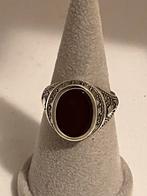 Prachtige zilveren ring met carneool maat 19, Bijoux, Sacs & Beauté, Bagues, Avec pierre précieuse, Argent, 19 à 20, Femme