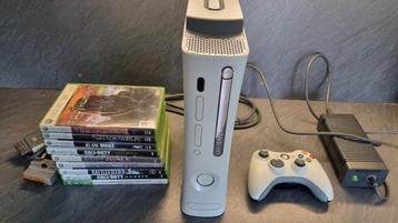 Xbox 360 Console met 9 games en originele controller 