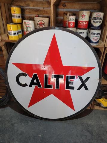 Plaque émaillée caltex 100cm emaille bord, Enlèvement, Utilisé