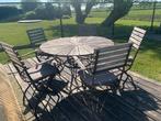 Houten tuintafel met 5 stoelen, Tuin en Terras, Tuintafels, Ophalen, Gebruikt, Rond, Hout