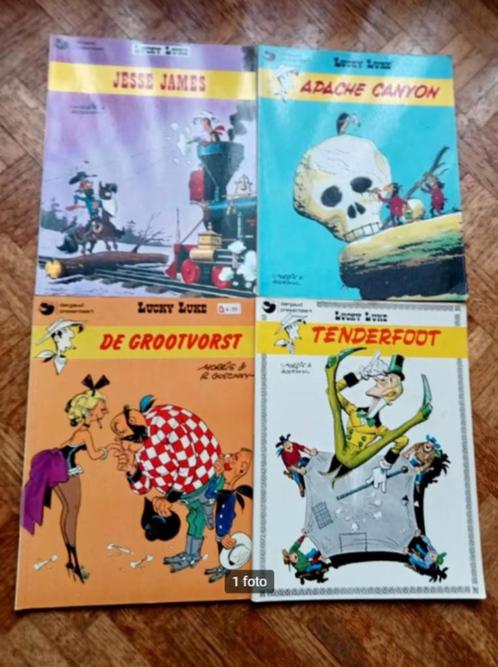4 strips Lucky Luke, Boeken, Stripverhalen, Gelezen, Ophalen of Verzenden