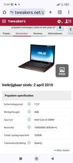 Asus K72F (2010) ONDERDELEN, Gebruikt, Ophalen of Verzenden, SSD