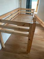 Bed: halfhoogslaper met glijbaan - 90x200 - Grenen, Ophalen, Zo goed als nieuw, Halfhoogslaper