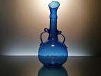 Blauwe glazen vaas in Romeinse stijl, Ophalen of Verzenden