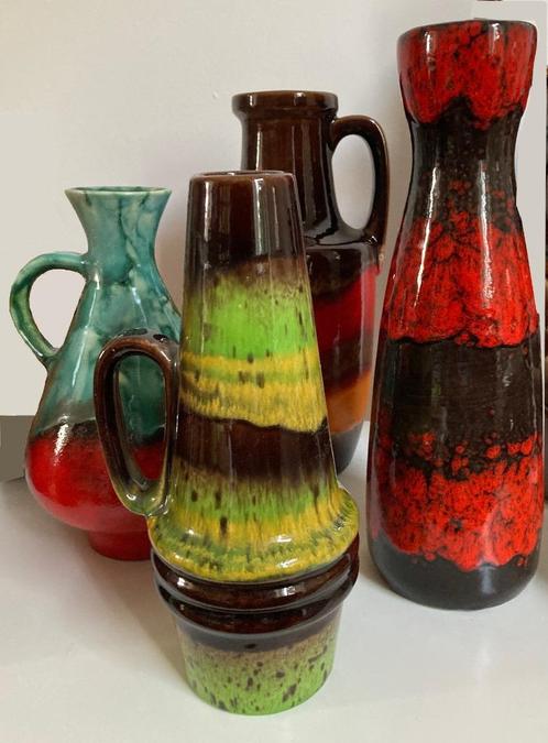 Lot de 4 vases céramiques WEST GERMANY - FAT LAVA, Antiquités & Art, Antiquités | Céramique & Poterie, Enlèvement