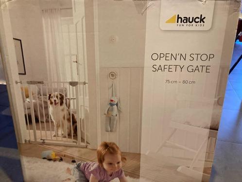 Trap- deurhekje HAUCK open en stop safety gate 75-80 cm wit, Kinderen en Baby's, Traphekjes, Zo goed als nieuw, Klemhekje, Ophalen