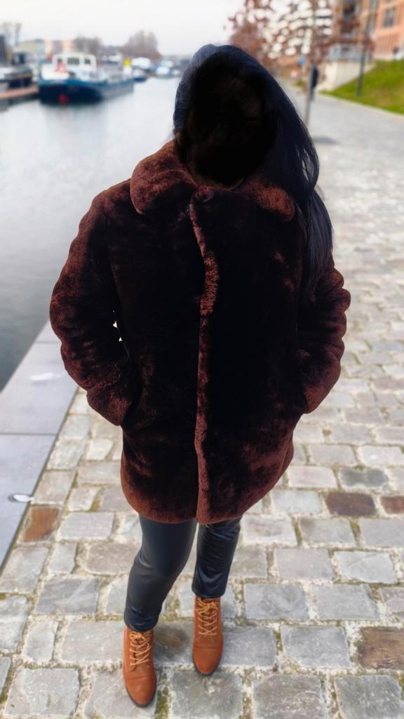 Premium Vintage Lapin Rex Bontjas – Echt Pelz (Duits), Kleding | Dames, Jassen | Winter, Gedragen, Maat 42/44 (L), Bruin, Ophalen of Verzenden