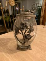 Potpourri vaas glas / tin, Antiek en Kunst, Ophalen