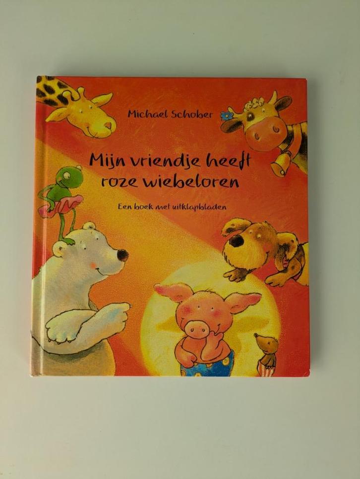 Boek - Mijn vriendje heeft roze wiebeloren, Boeken, Kinderboeken | Kleuters, Fictie algemeen, Jongen of Meisje, Uitklapboek, Ophalen of Verzenden