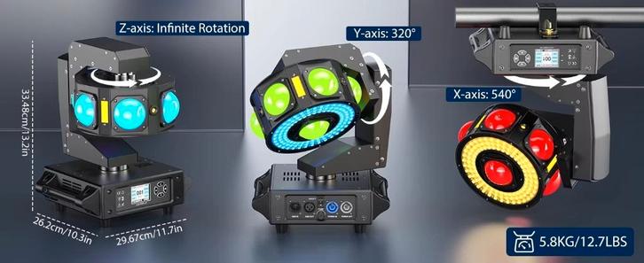 Nouveau laser RGBW + RGB 7 x 80W Ufo Movinghead, Musique & Instruments, Lumières & Lasers, Neuf, Lumières, Commande sonore, Couleur
