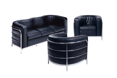 ZANOTTA ONDA set in ZWART leer, 3-delig, Huis en Inrichting, Zetels | Zetels, Zo goed als nieuw, Vierpersoons of meer, 150 tot 200 cm