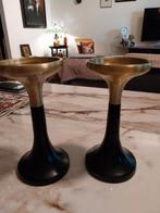 2 mooie kandelaars zwart / goud in metaal  modern lifestyle, Ophalen of Verzenden