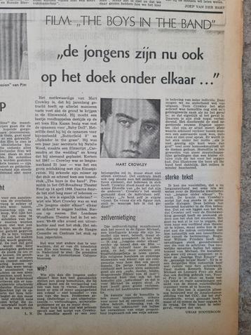 Gay film The Boys in the band (krant 1971) beschikbaar voor biedingen