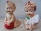 2 rubber toys  piepers  jongen en meisje 1960 ITALY, Antiek en Kunst, Ophalen of Verzenden
