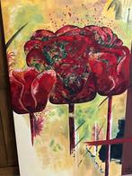 Huile sur toile Tulipes H120xW80 Myriam Somers, Antiquités & Art, Enlèvement